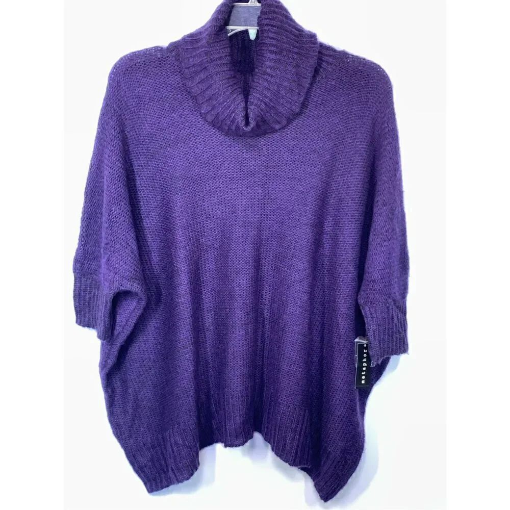 -2. Metaphor Women’s Missy Sweater Oversized Cowl Sweater Purple Medium NWT